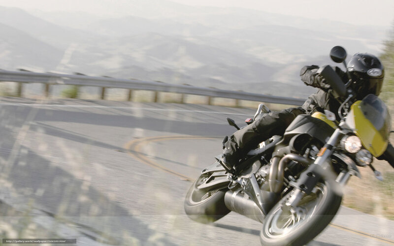 Motorcycle on Winding Road — Yellow