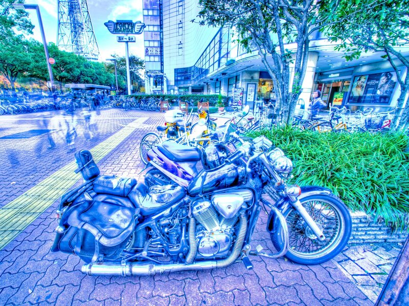 Motorcycle parked in urban area