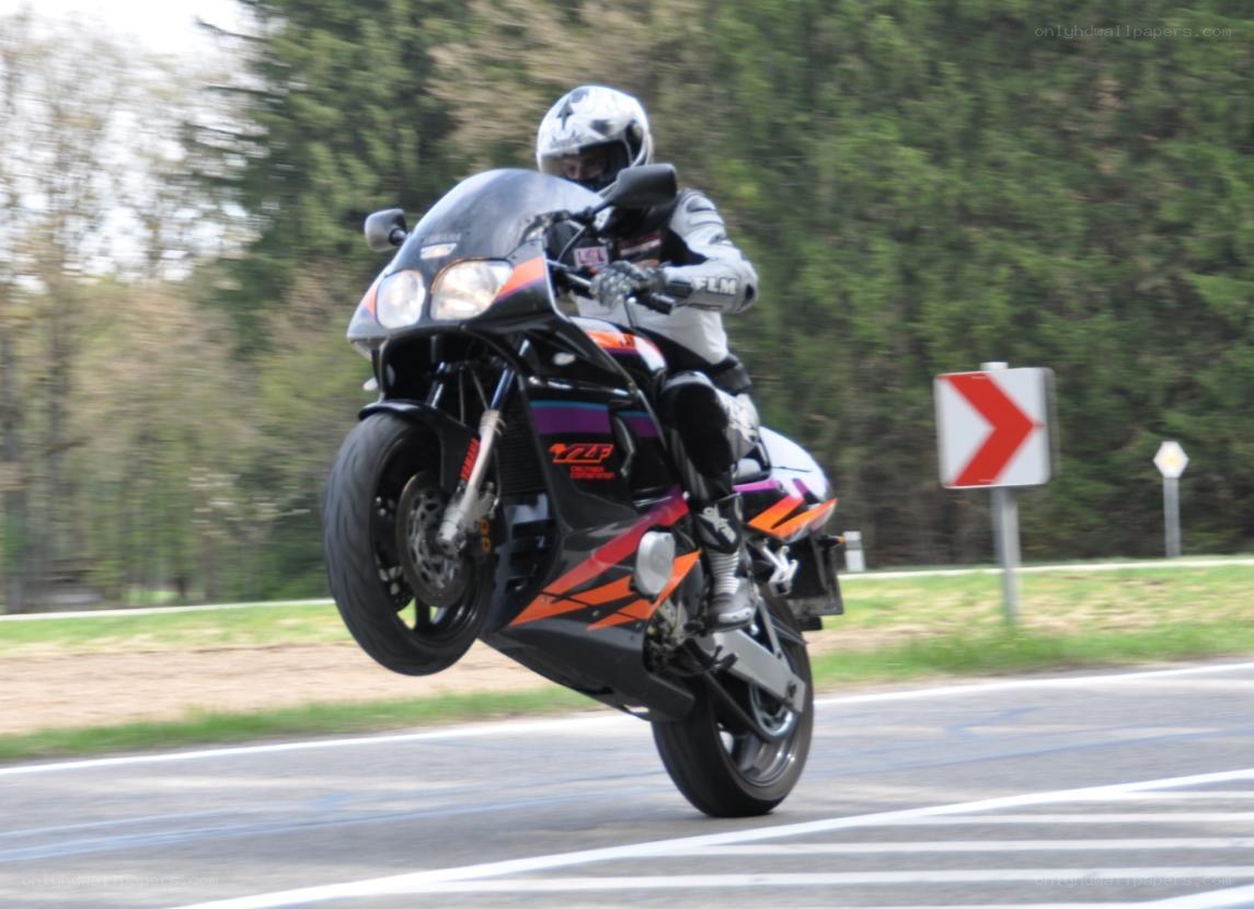 Motorcycle performing wheelie