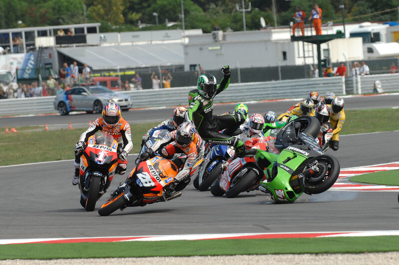 Motorcycle race crash