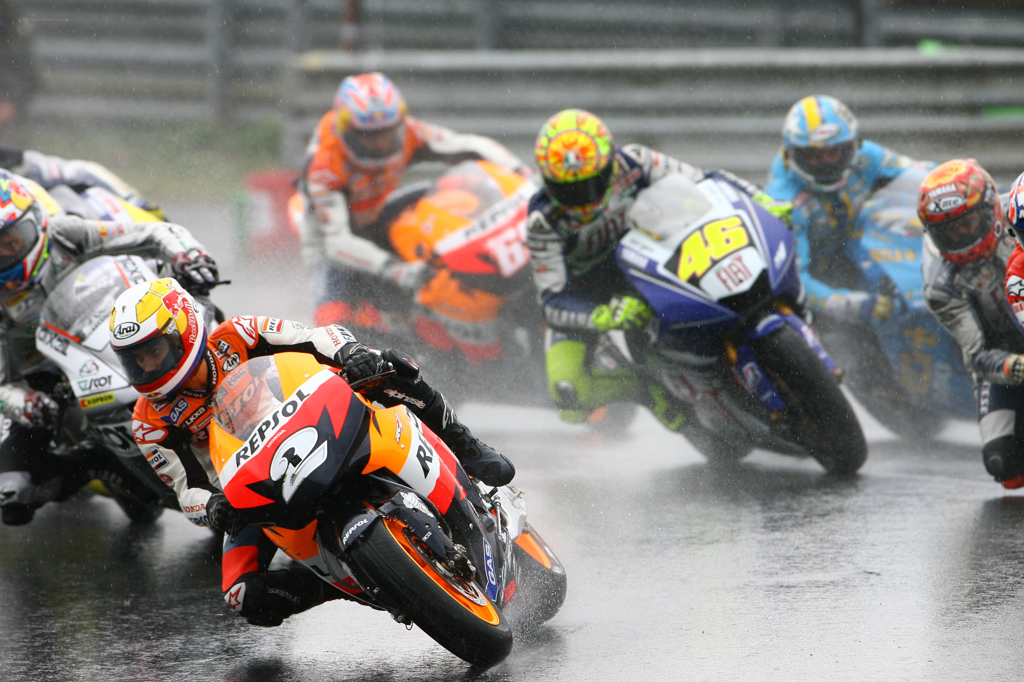 Motorcycle race in the rain