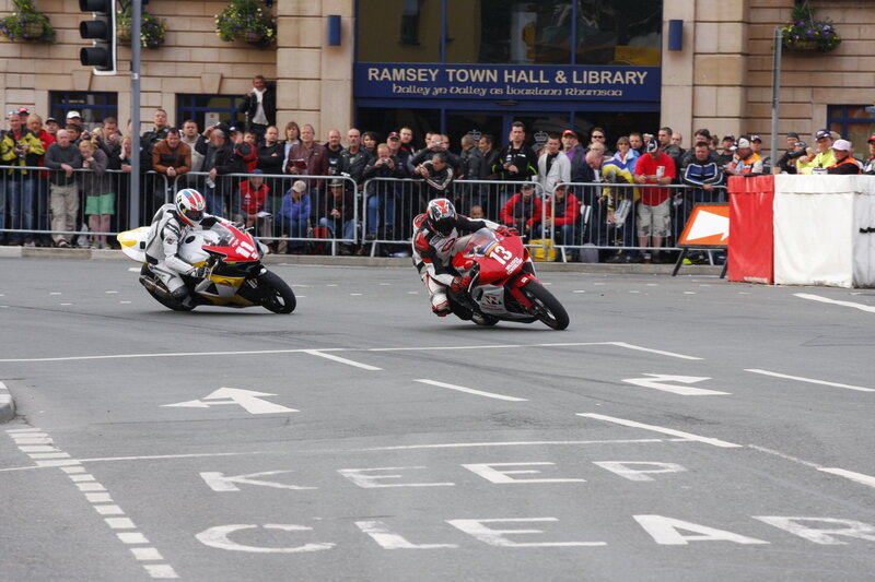 Motorcycle race on city street