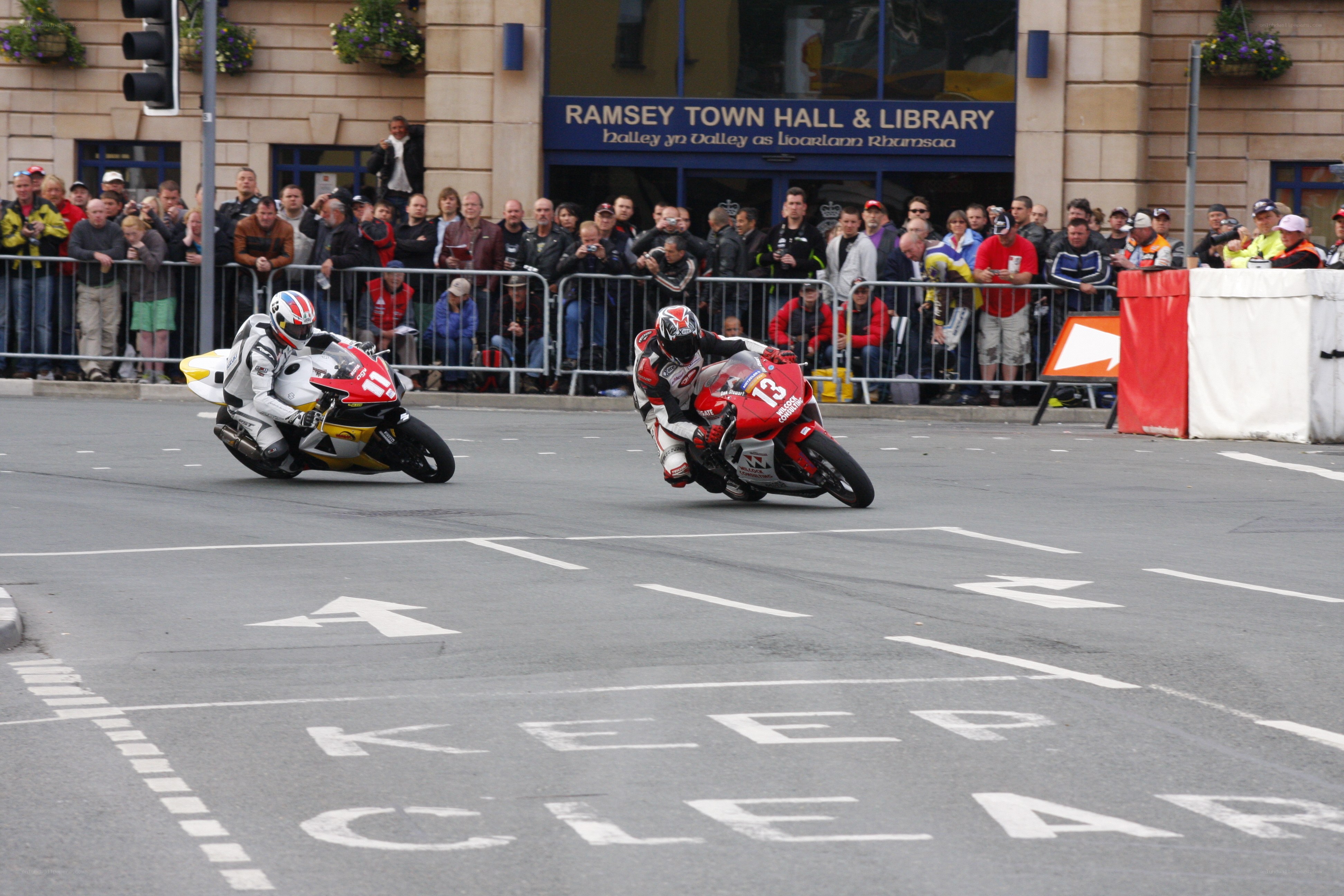 Motorcycle race on city street
