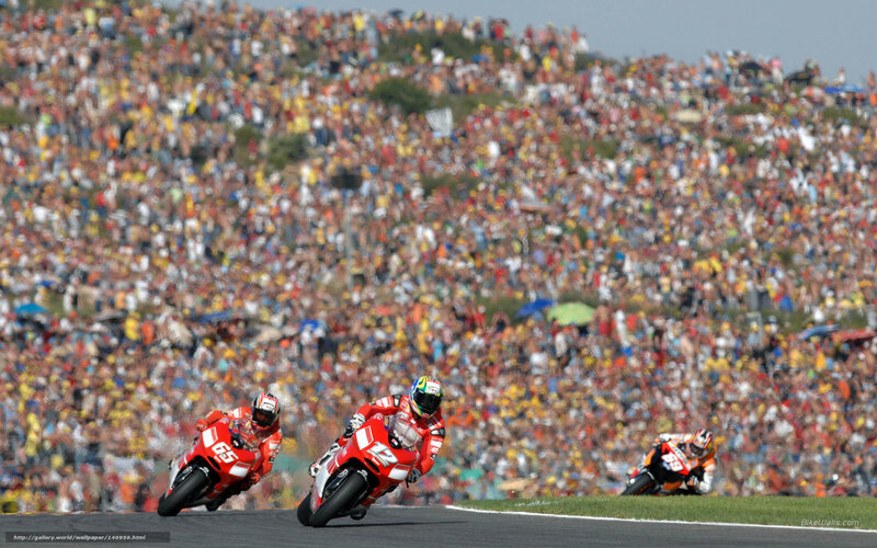 Motorcycle race with crowd
