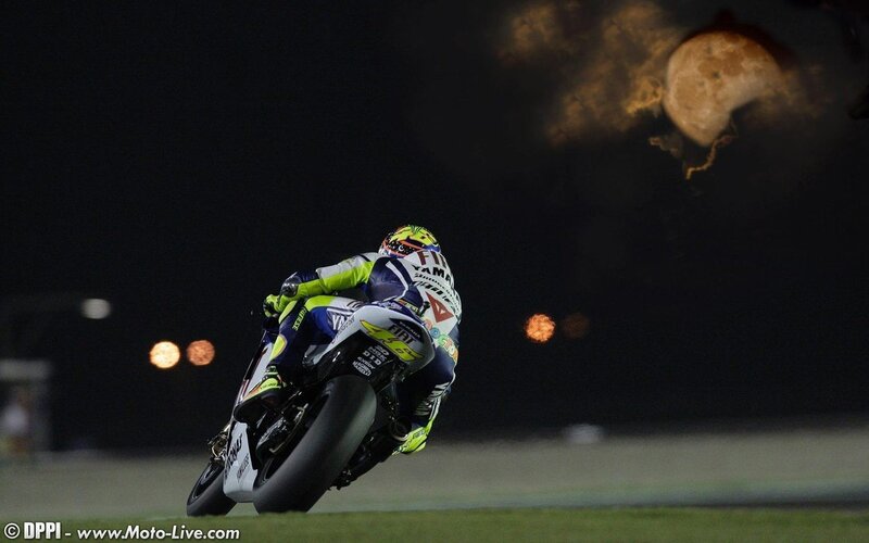 motorcycle racer at night