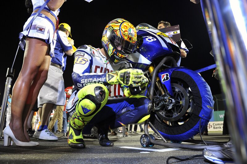 Motorcycle racer at pit stop