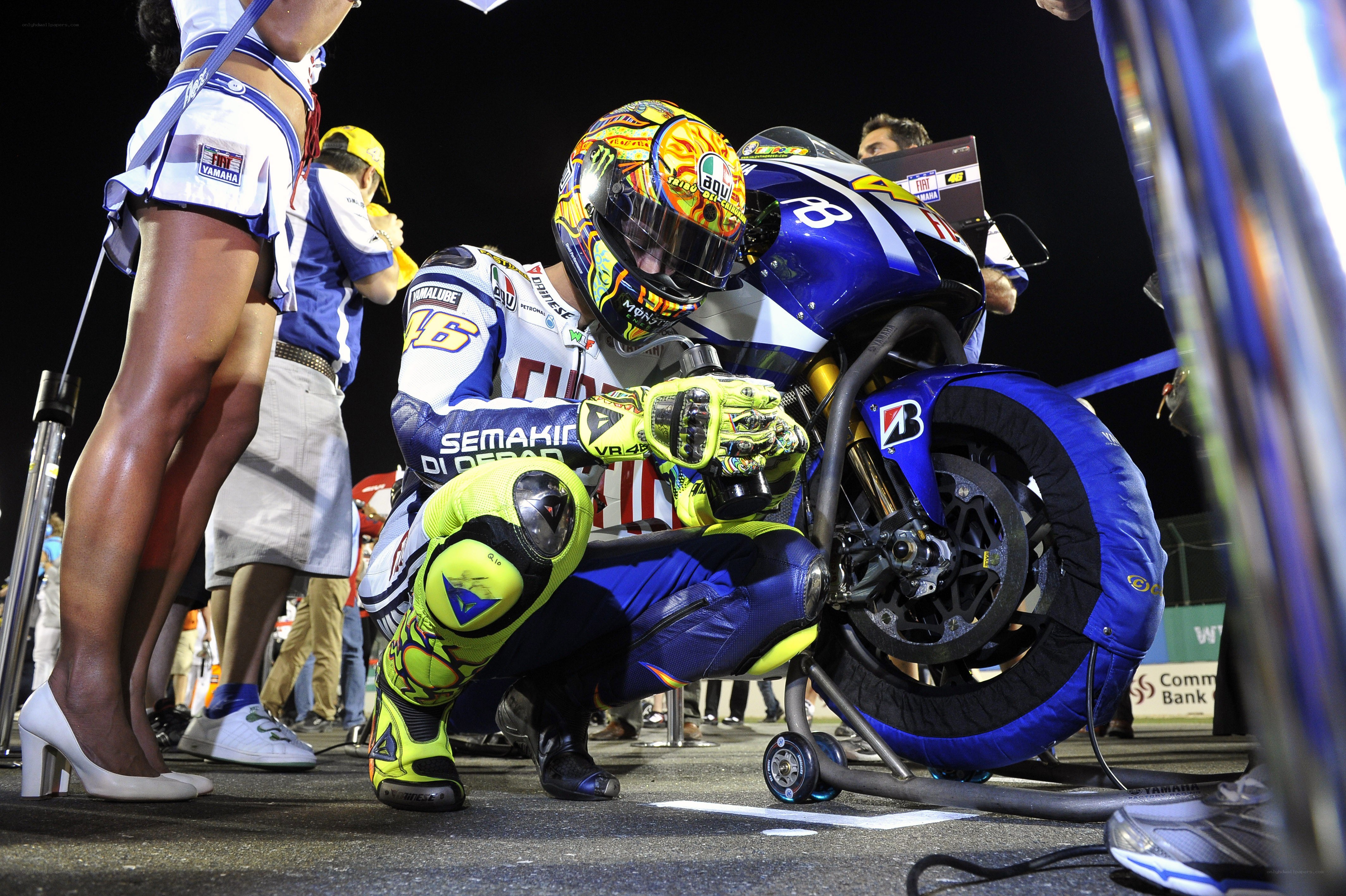 Motorcycle racer at pit stop