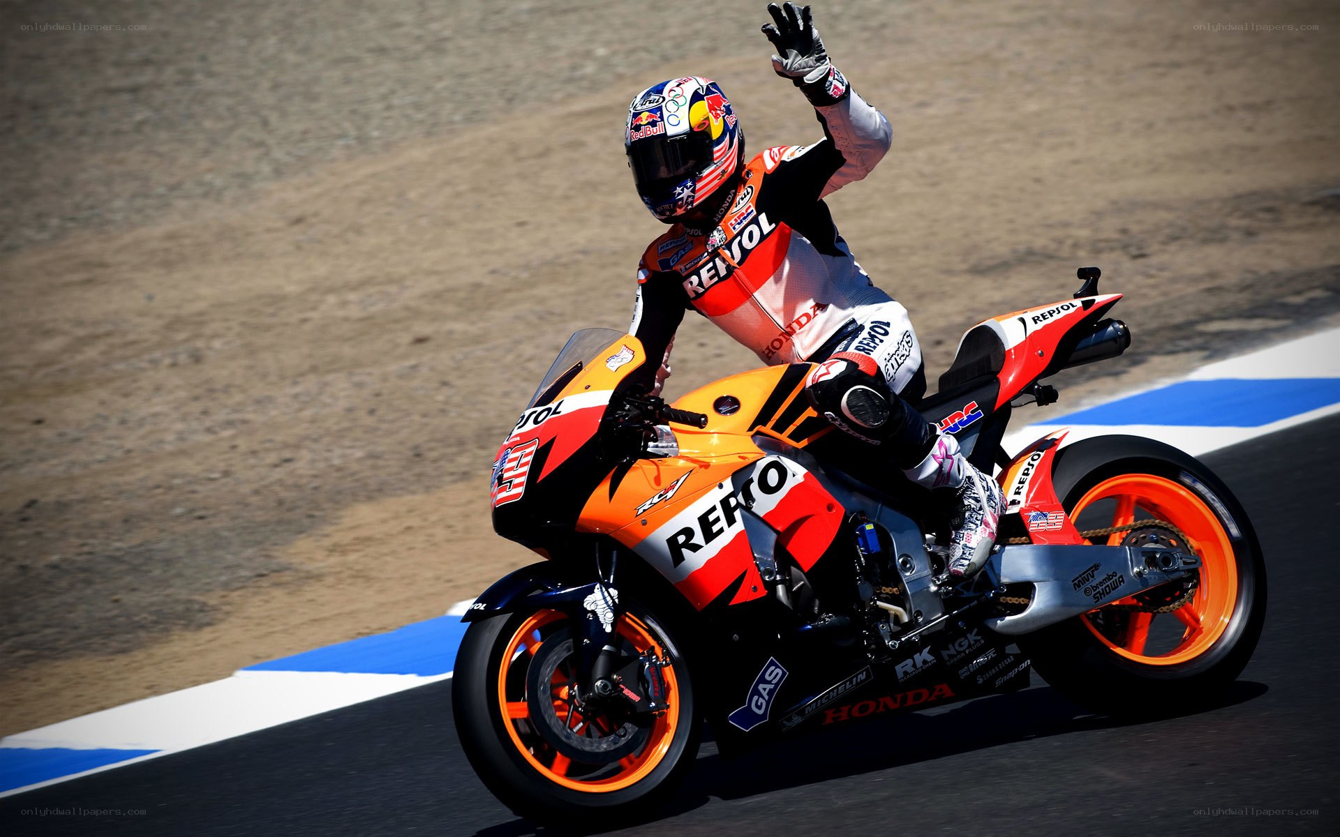 motorcycle racer celebrating win