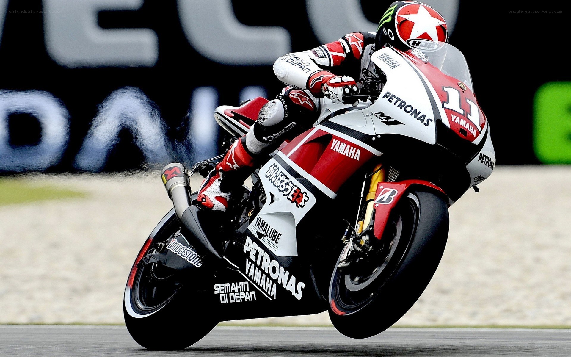Motorcycle racer in action