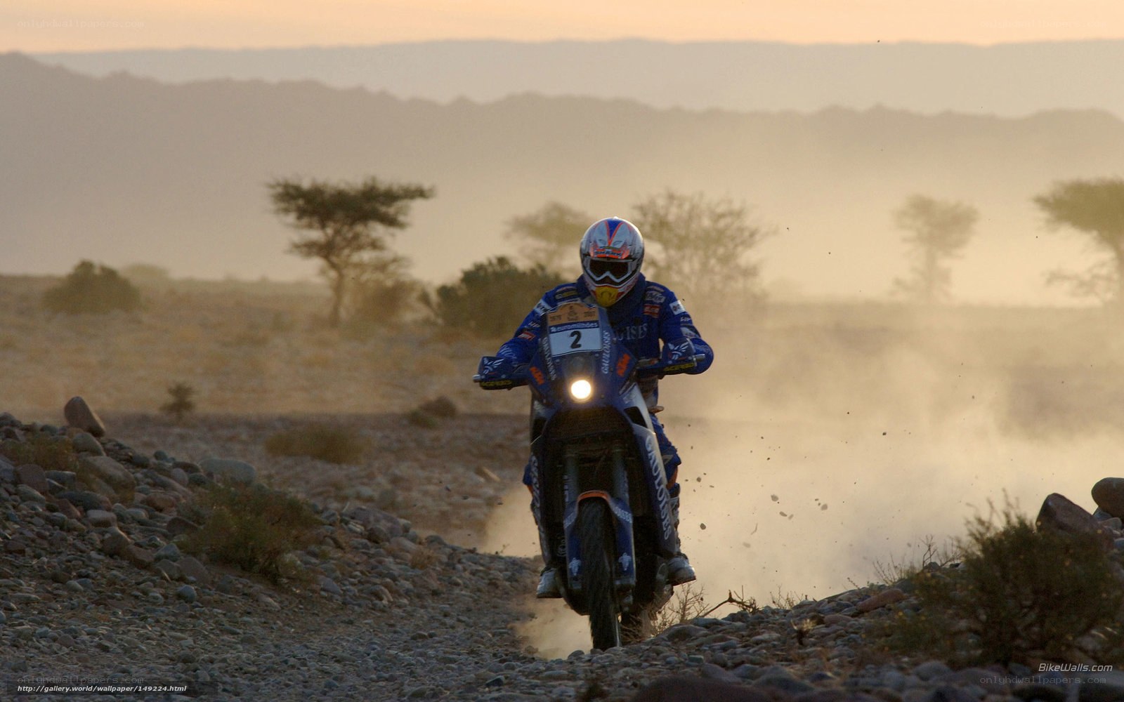 motorcycle racer in desert