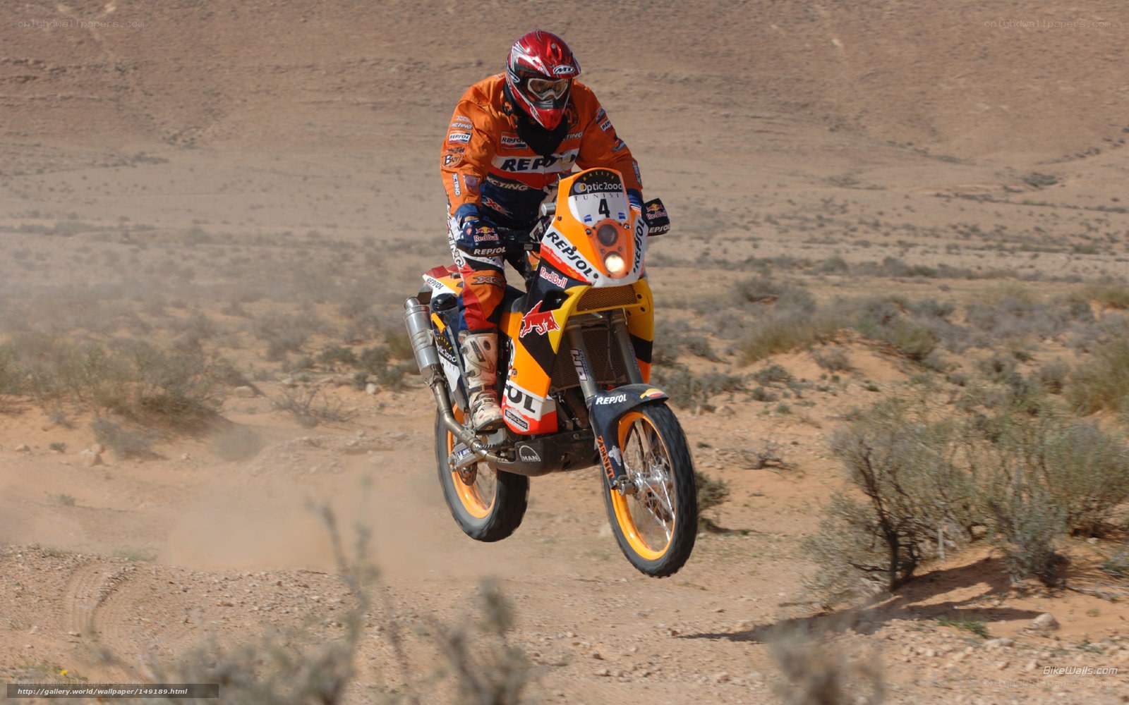 motorcycle racer in desert