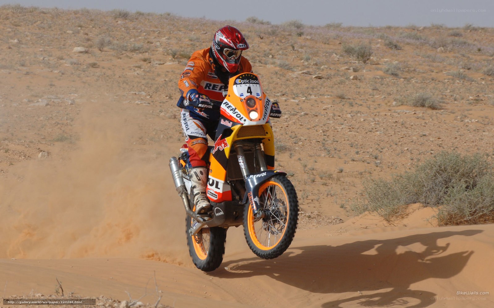 motorcycle racer in desert