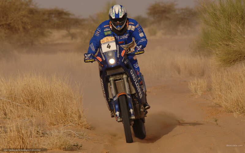 Motorcycle Racer in Desert — Blue, Dynamic