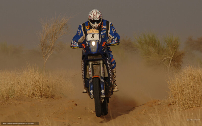 Motorcycle Racer in Desert — Blue