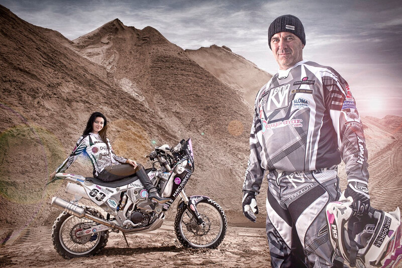 Motorcycle Racer in Desert — Brown