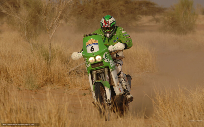 Motorcycle Racer in Desert — Green