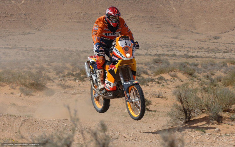 Motorcycle Racer in Desert — Orange, Action-packed