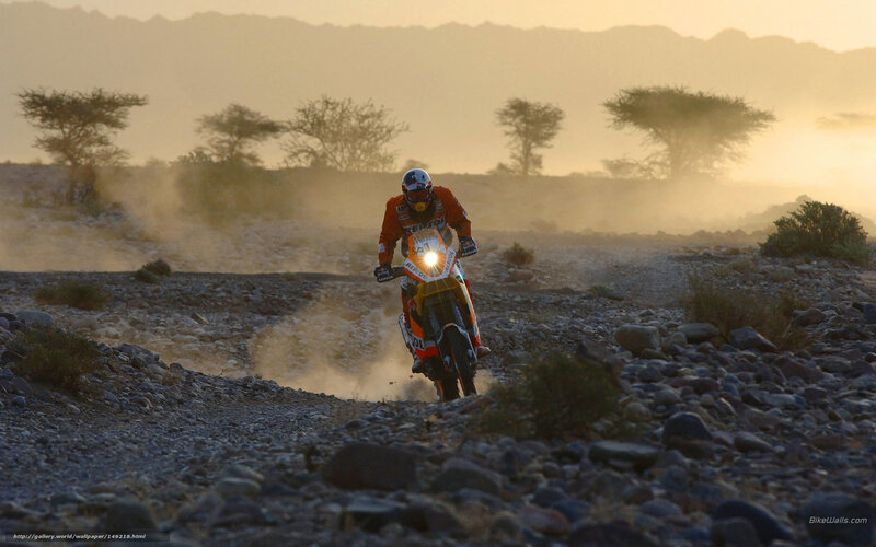 Motorcycle Racer in Desert — Orange, Dramatic