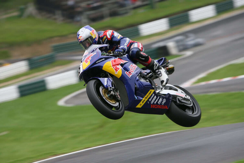 Motorcycle racer in mid-air