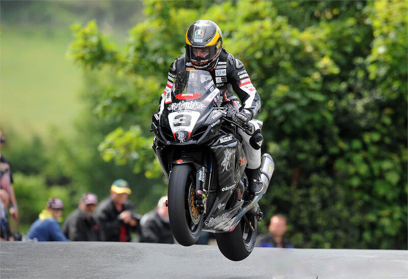 Motorcycle Racer in Mid-air — Black