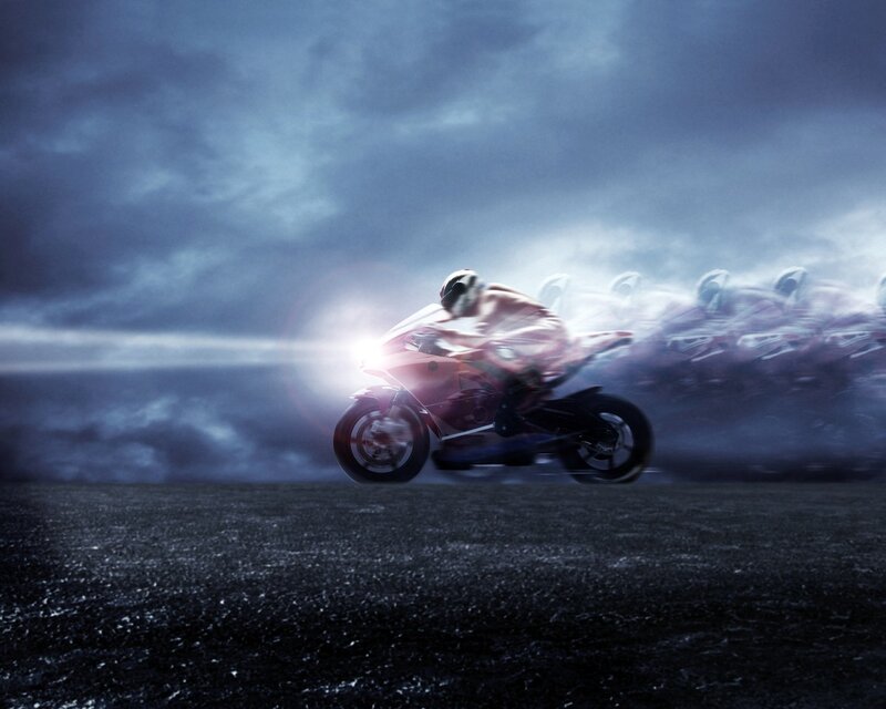 Motorcycle racer in motion