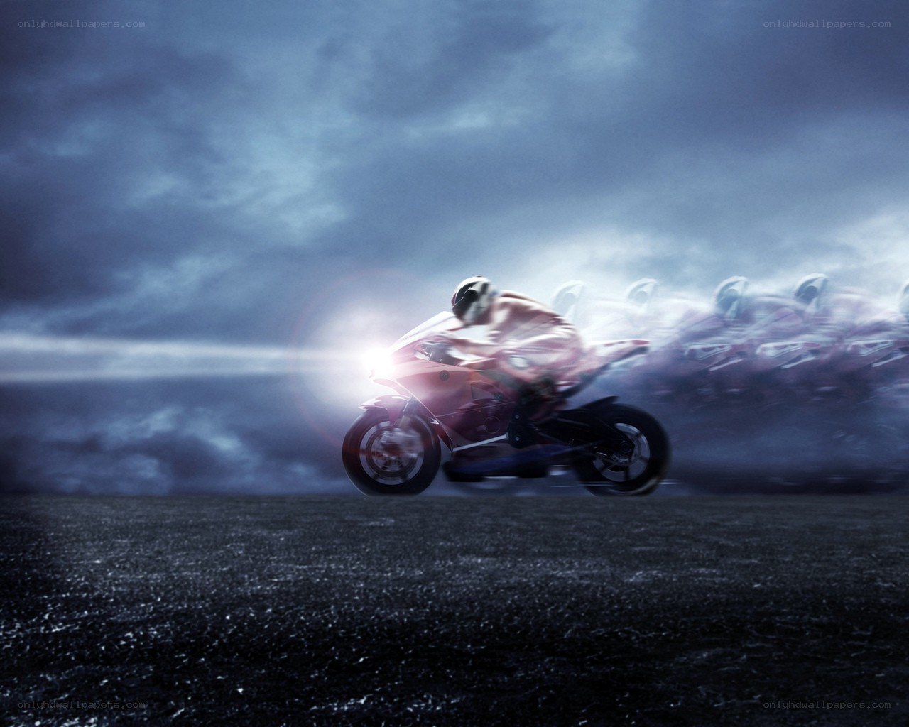 Motorcycle racer in motion