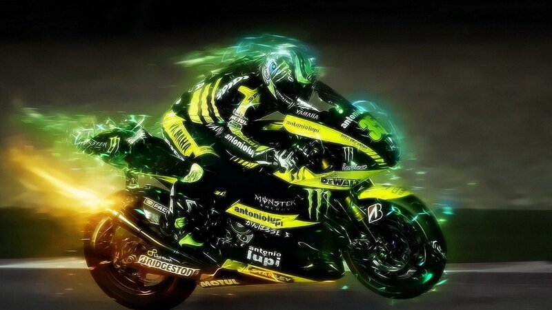 Motorcycle Racer in Motion — Black
