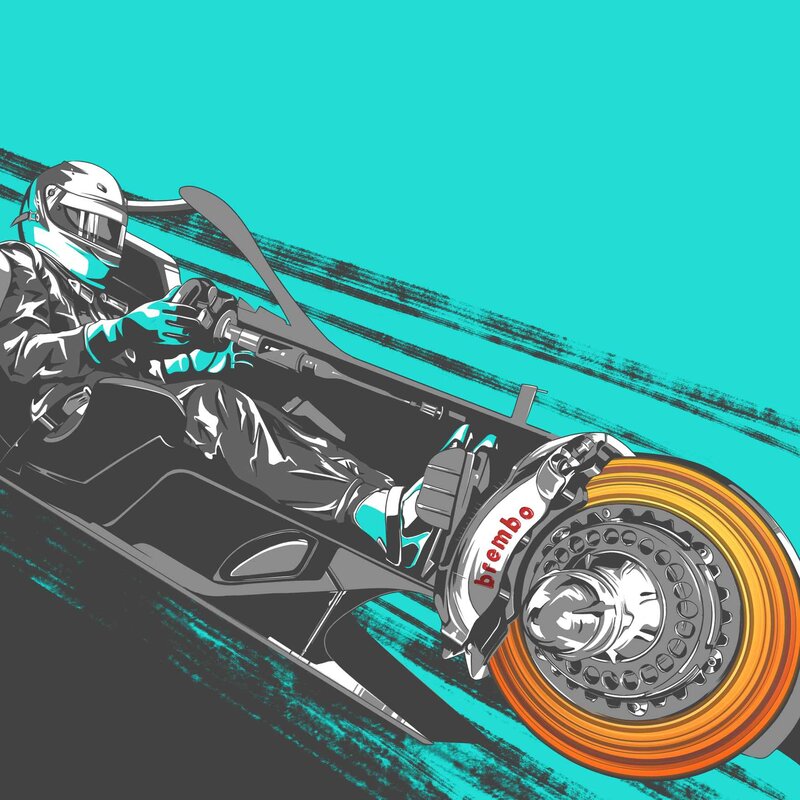 Motorcycle Racer in Motion — Cyan