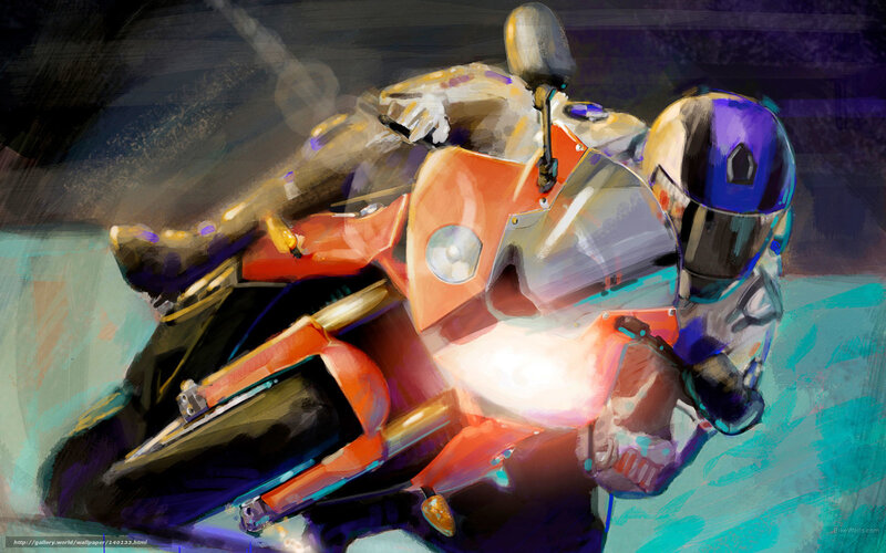 Motorcycle Racer in Motion — Orange