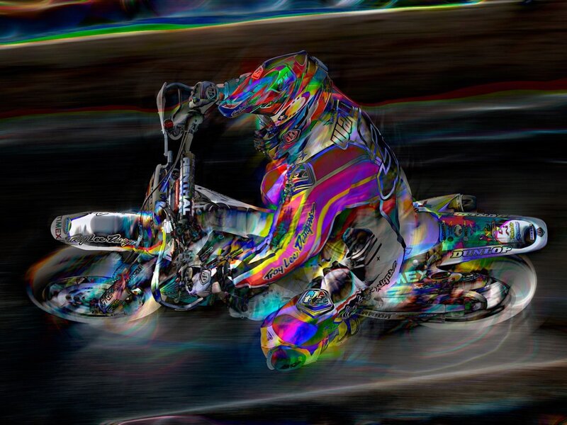Motorcycle Racer in Motion — Purple