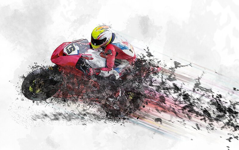 Motorcycle Racer in Motion — Red, Dynamic