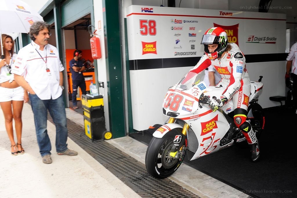 Motorcycle racer in pit lane