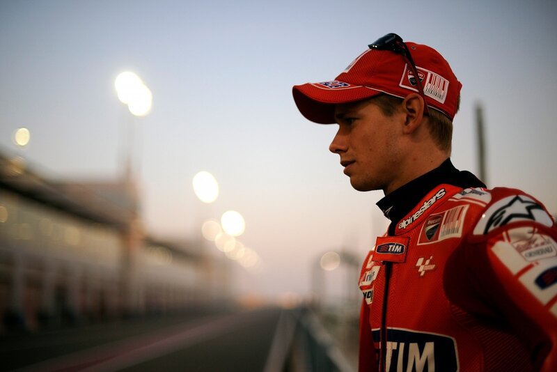 Motorcycle Racer in Red Suit