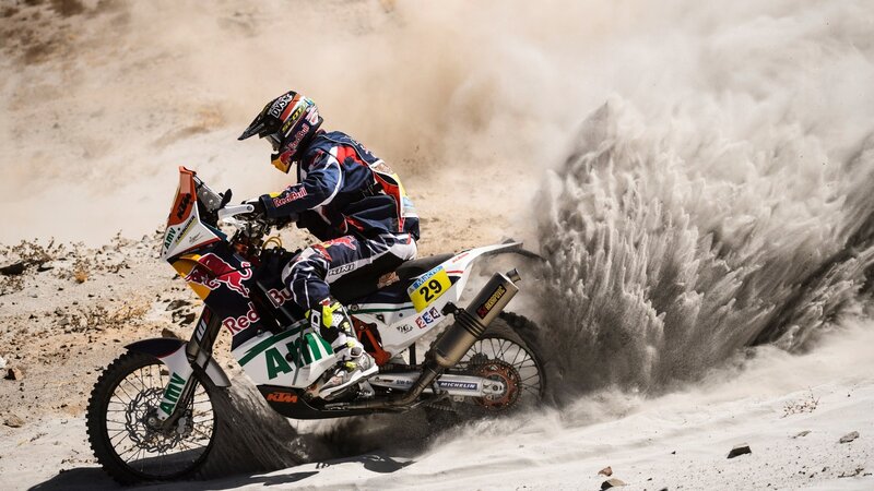 Motorcycle Racer in Sand — White