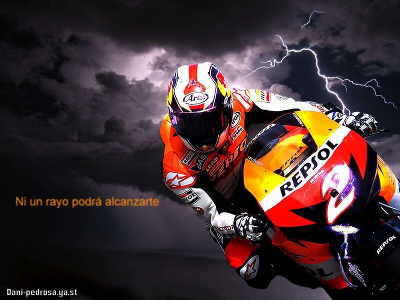 Motorcycle racer in storm