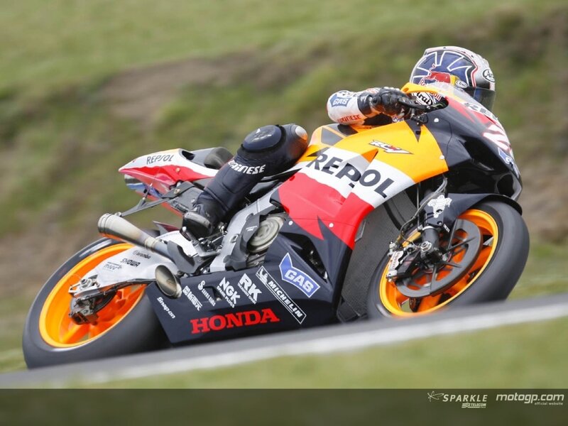 Motorcycle racer on a Honda
