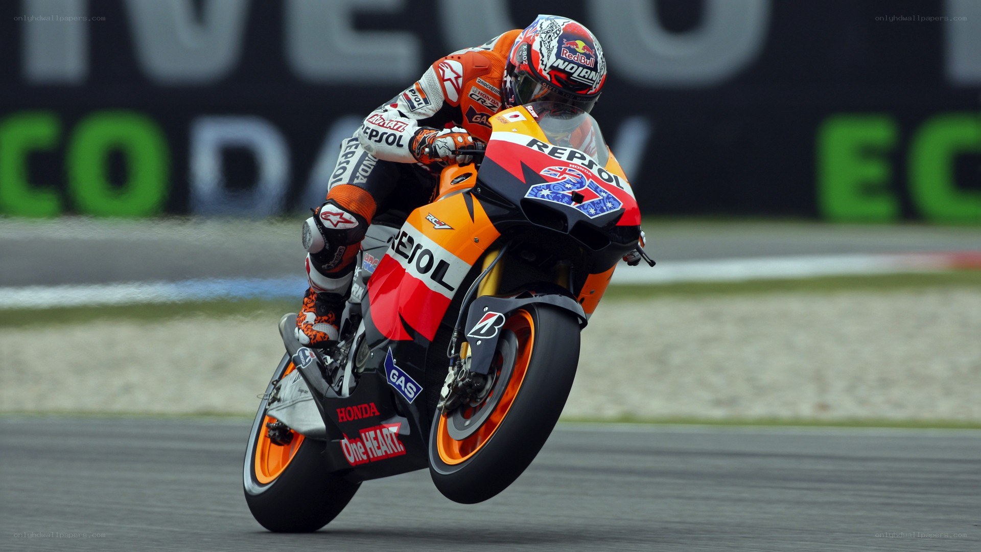 Motorcycle racer on a track