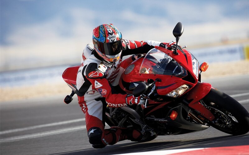 Motorcycle racer on a track