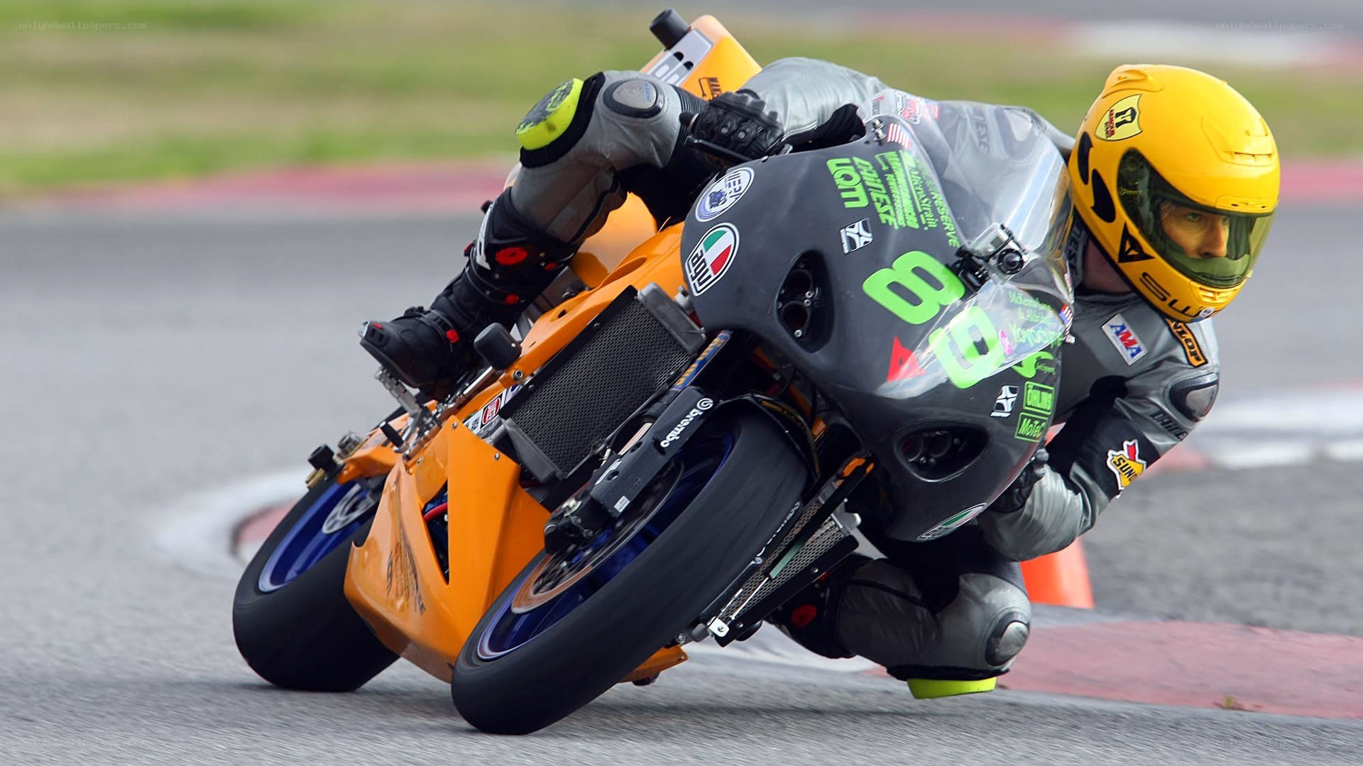Motorcycle racer on a track