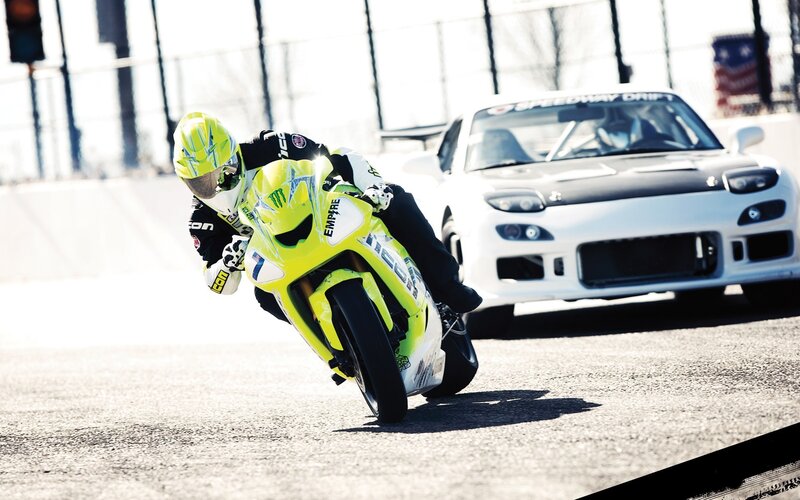 Motorcycle racer on a track