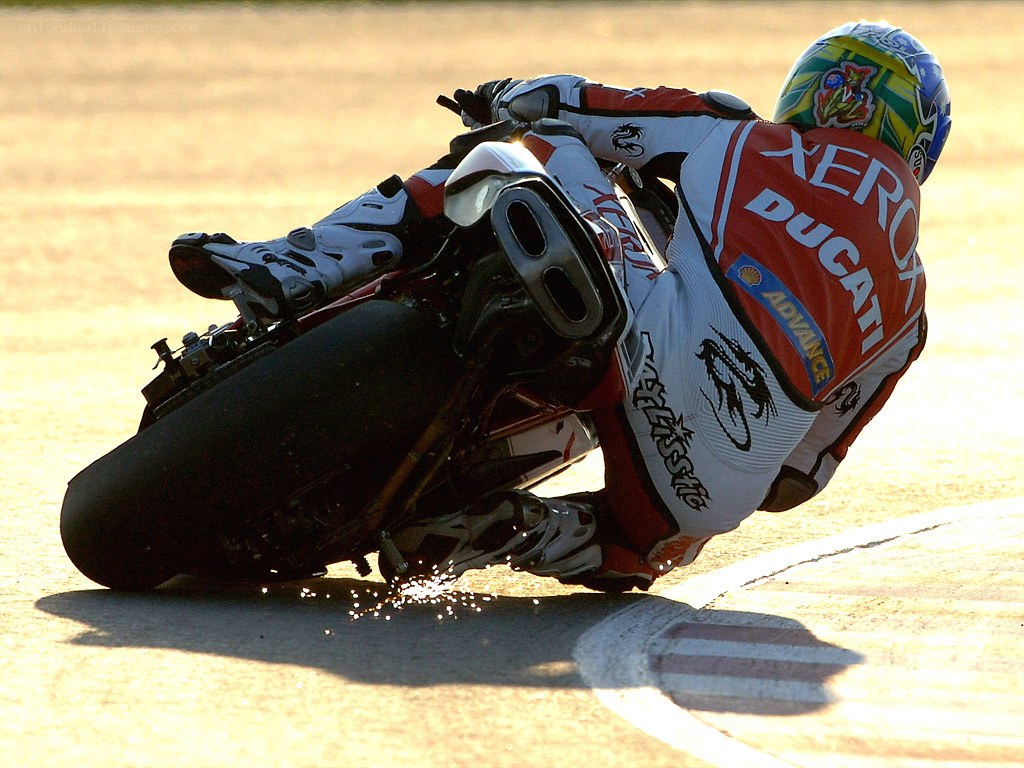 Motorcycle racer on a turn