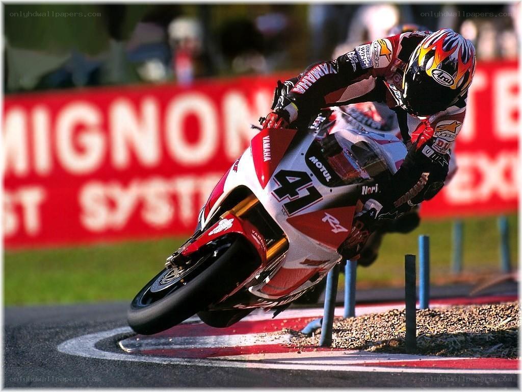 Motorcycle racer on a turn