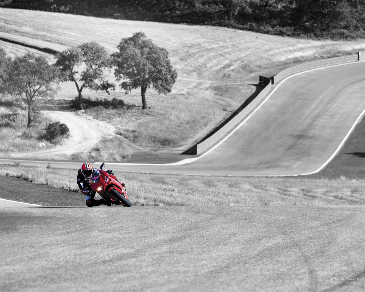 Motorcycle racer on a winding track