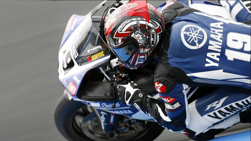 Motorcycle racer on a Yamaha bike