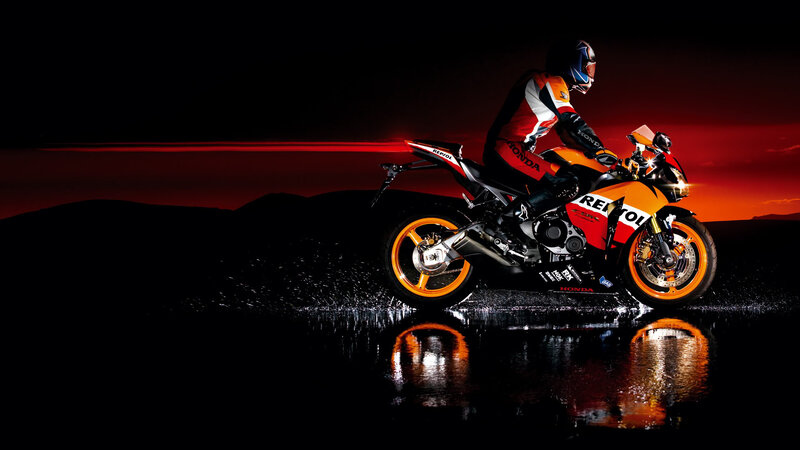 Motorcycle Racer on Bike — Black, Dramatic