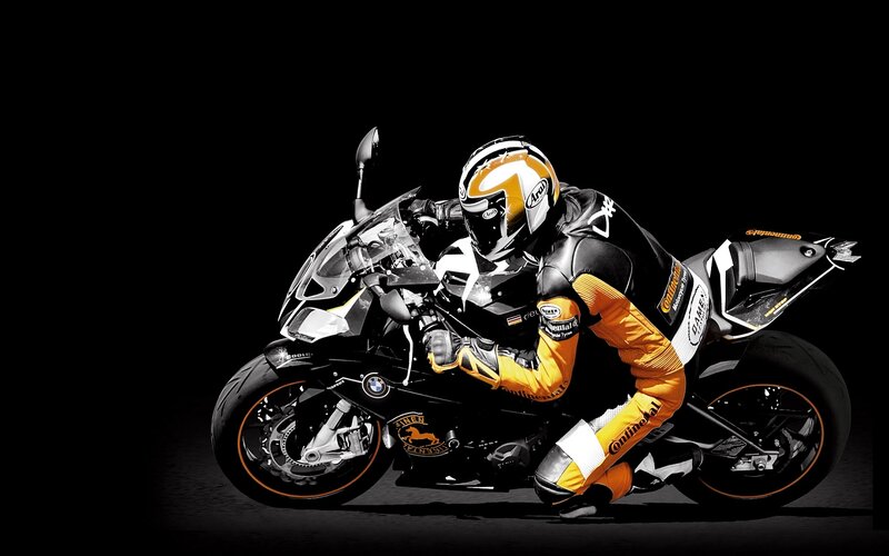Motorcycle Racer on Bike — Black