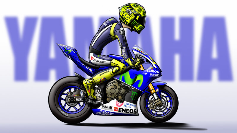 Motorcycle Racer on Bike — Blue, Dynamic, Digital Art, Racing Suit