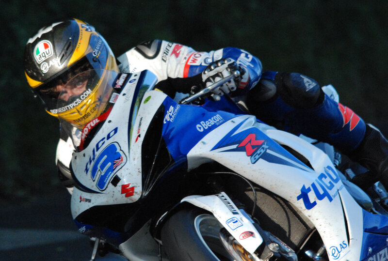 Motorcycle Racer on Bike — Blue, Dynamic