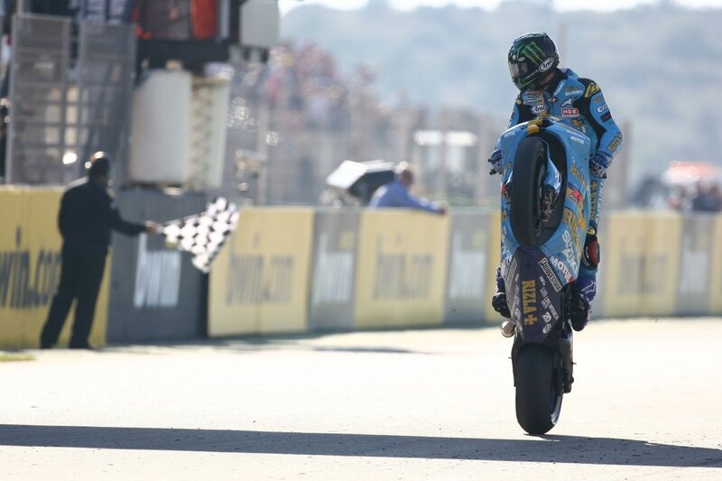 Motorcycle Racer on Bike — Blue