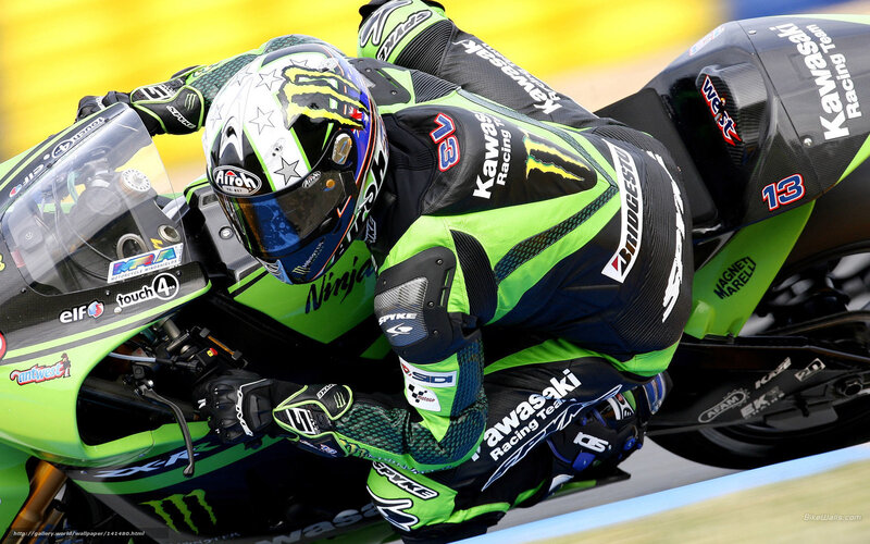 Motorcycle Racer on Bike — Green